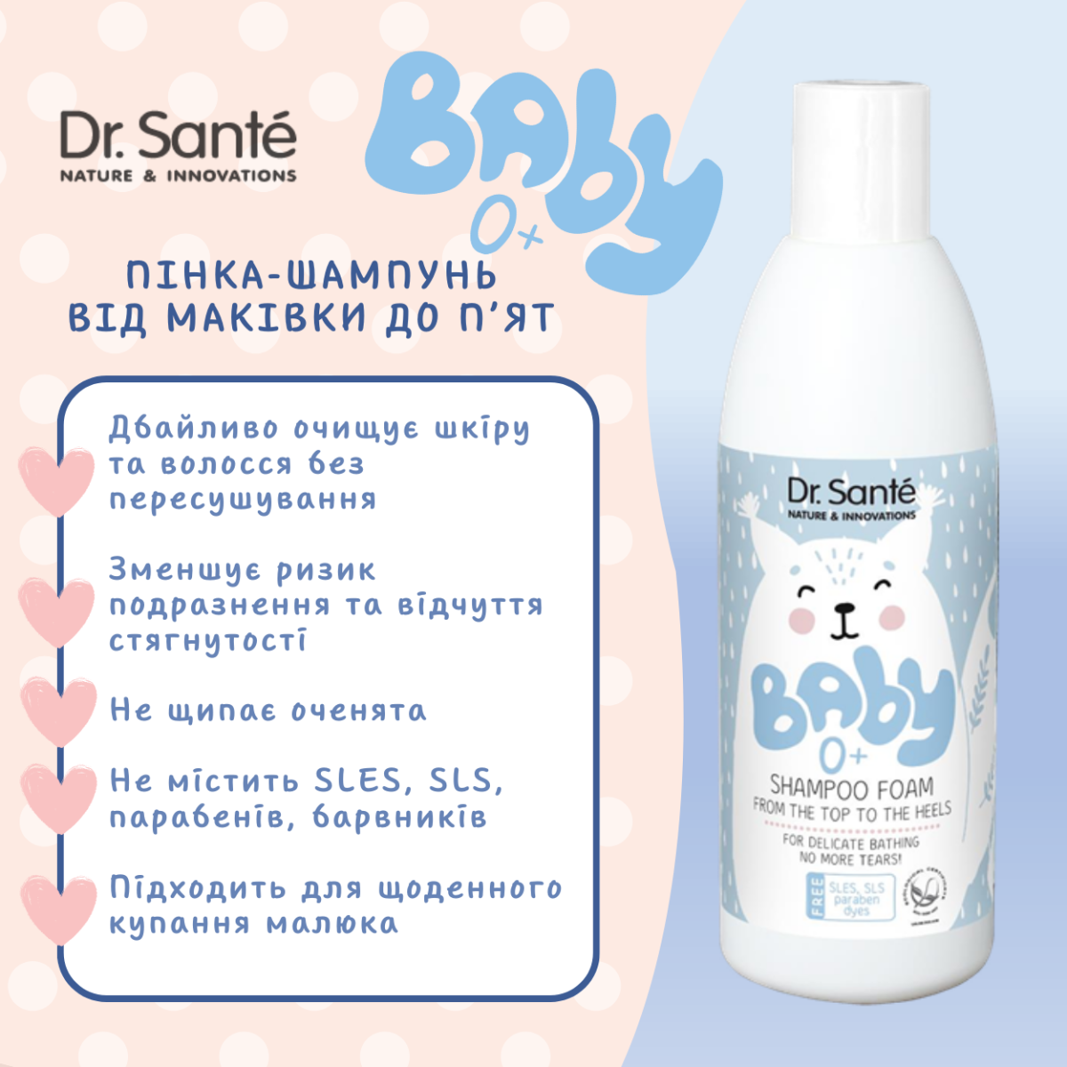 Пінка-шампунь Dr.Sante Baby від маківки до п'ят 300 мл
