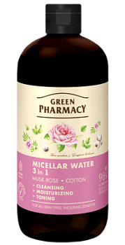 Міцелярна вода 3в1 Green Pharmacy Мускусна троянда і бавовна 500 мл