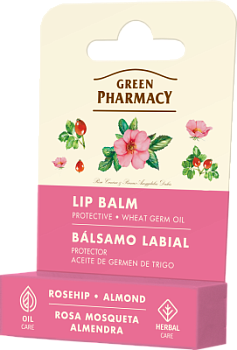 Бальзам для губ Green Pharmacy шипшина та мигдальна олія захисний 3,6 г