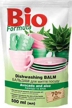 Бальзам для миття посуду BIO Formula Авокадо та Алое дой-пак 500 мл