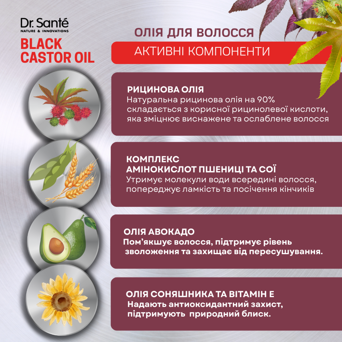 Олія для волосся Dr.Sante Black Castor Oil 100 мл