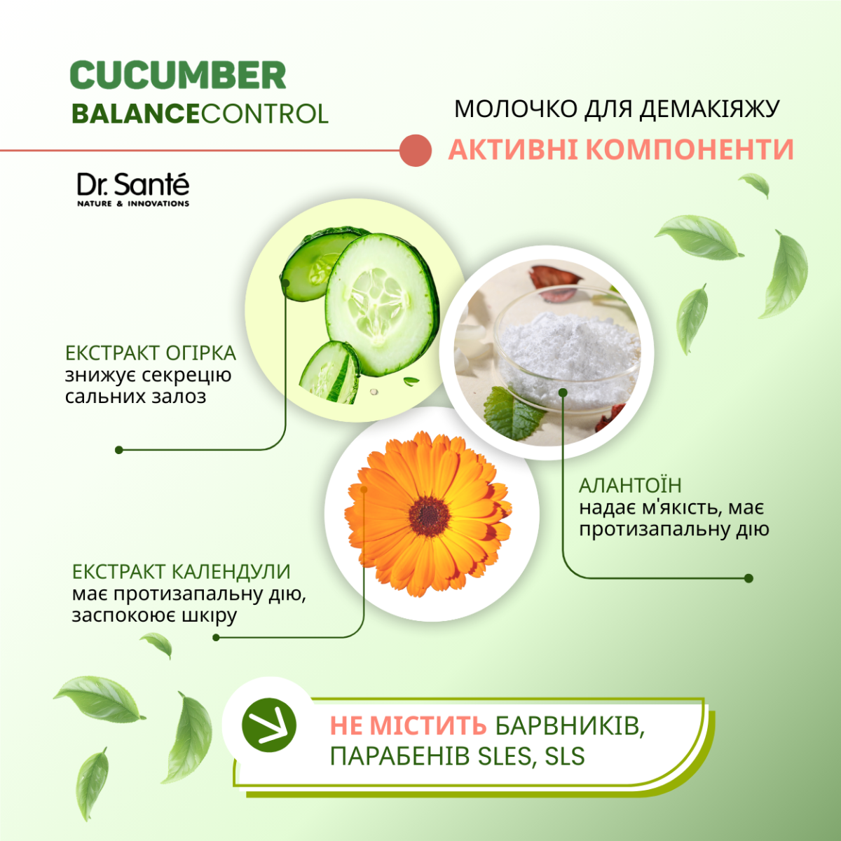 Молочко для демакіяжу Dr.Sante Cucumber Balance Control Нормалізуюче 200 мл