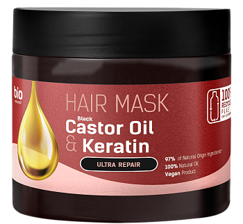 Маска для волосся Bio Naturell Black Castor Oil & Keratin Ультравідновлення 295 мл