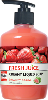 Крем-мило з дозатором Fresh Juice Полуниця і гуава з рисовим молочком 460 мл