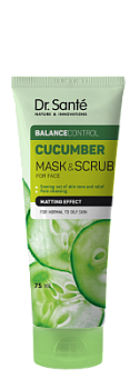 Маска-скраб для обличчя Dr.Sante Cucumber Balance Control М'який пілінг 75 мл Маска-скраб для обличчя Dr.Sante Cucumber Balance Control М'який пілінг 75 мл